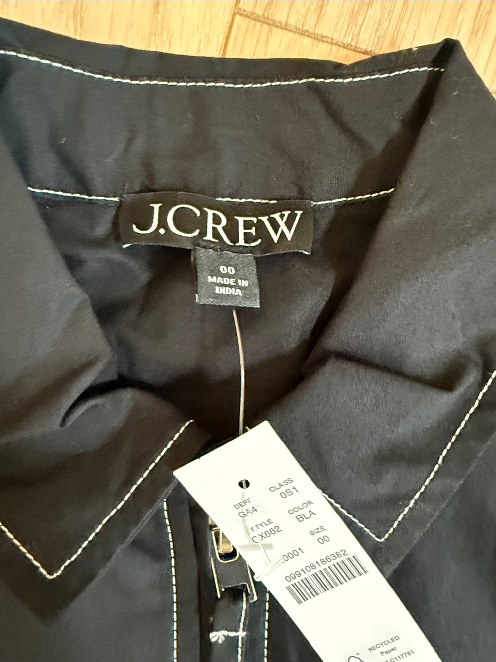 J. Crew Black Short Sleeve Zip-Front Fit-and-Flare Dress - Picture 6 of 7